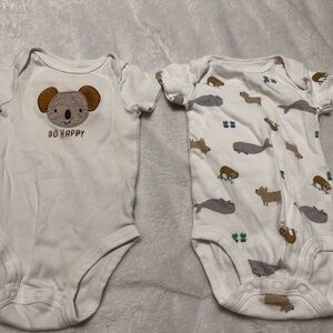 Carter's Cream and Brown Koala & Animal Print Bodysuits